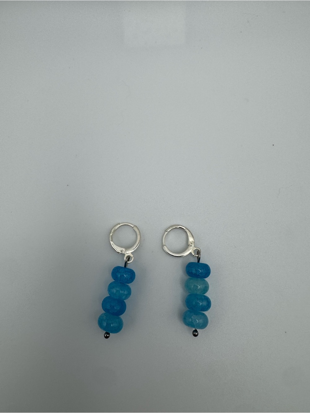Blue Handmade Beaded Hoop Earrings